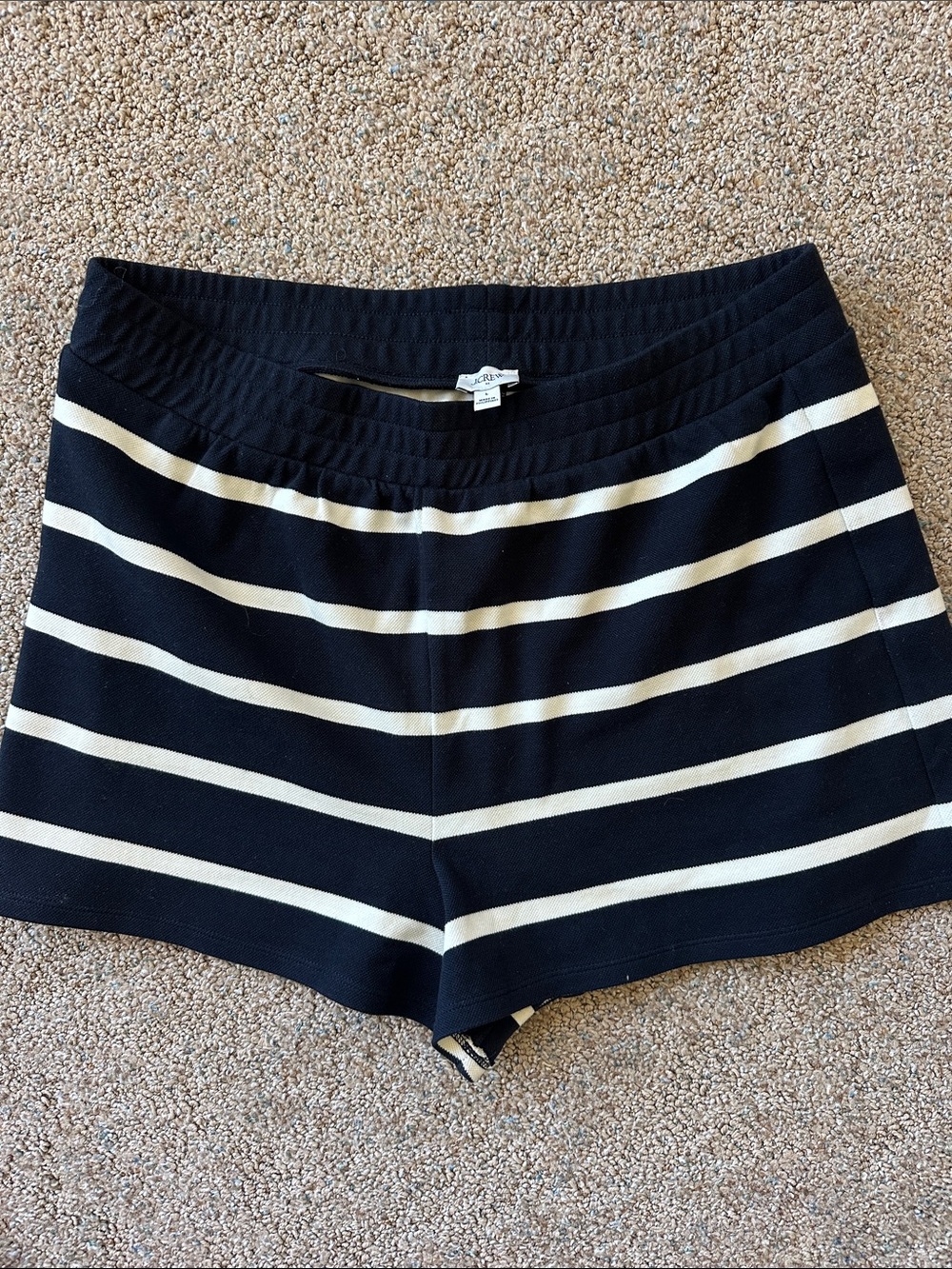 J. Crew Navy and White Striped High-Waist Women's Shorts